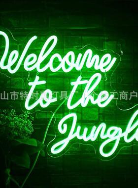 霓虹灯标志丛林装饰绿色 LED 字霓虹灯标志用于墙壁装饰