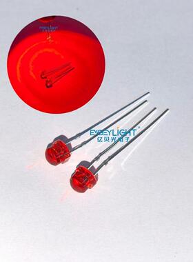 直插5mm草帽灯F5红发红透明有边长脚LED发光二极管灯珠超高亮红灯