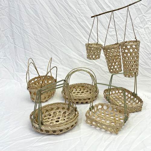 竹编采花篮田园古风竹编制品