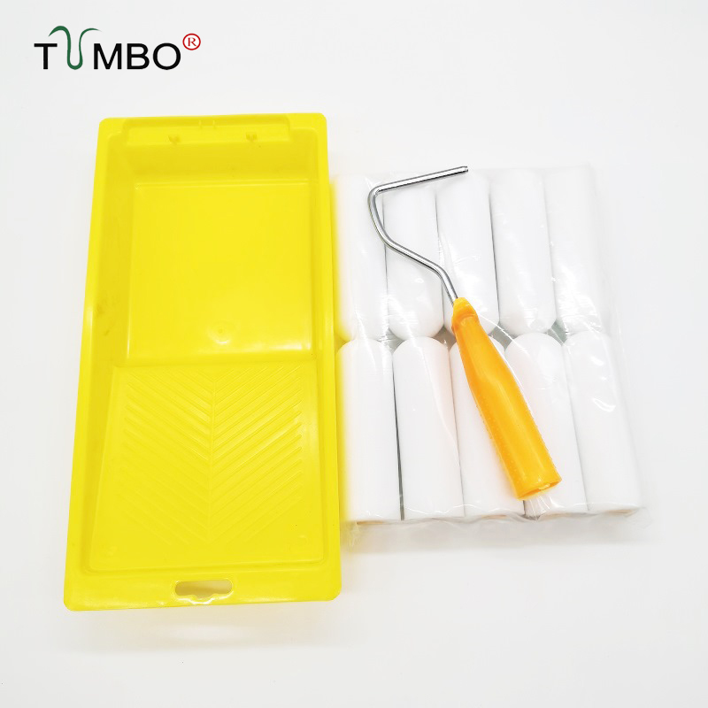 工厂直销TUMBO跨境代发4寸油性单圆海绵滚筒刷补漆绘画无刷痕专用