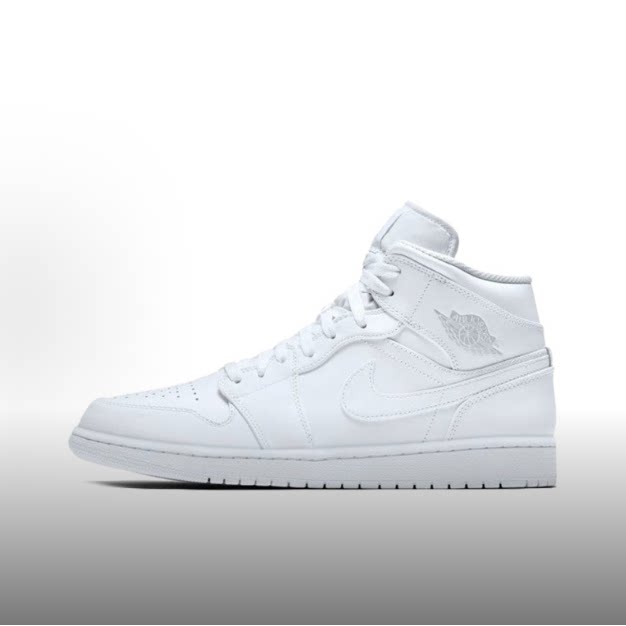 nike 耐克JordanAirJordan1中帮篮球鞋男款纯白[wf]554724-104