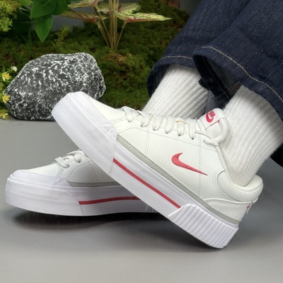 Nike Court Legacy 舒适运动 低帮 板鞋 女款 白红