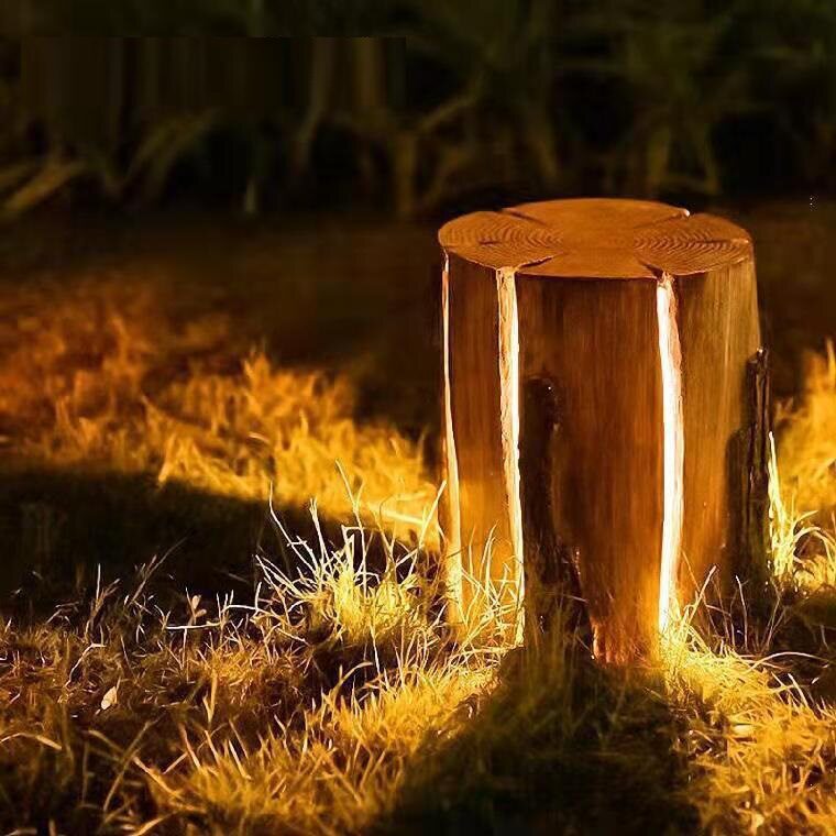 公园树桩灯景观花园木桩灯别墅仿真发光树脂户外led玻璃钢防水