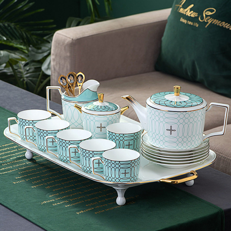 简约轻奢英式下午茶具套装家用骨瓷茶壶套具欧式小奢华精致咖啡杯