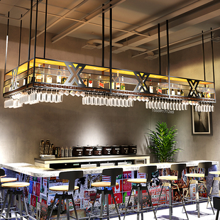 哇吧台吊架悬挂式酒架酒吧前台酒柜吊柜餐厅工业风吊顶铁艺酒杯架