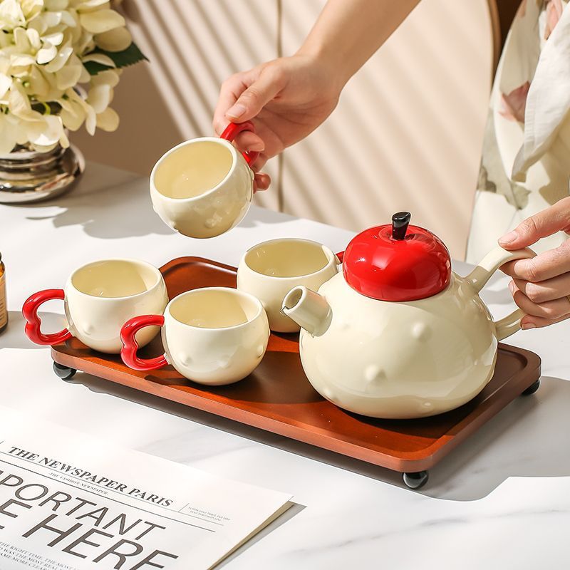Q1L平安喜乐水具套装家用客厅待客陶瓷水杯水壶茶杯茶壶新婚乔迁