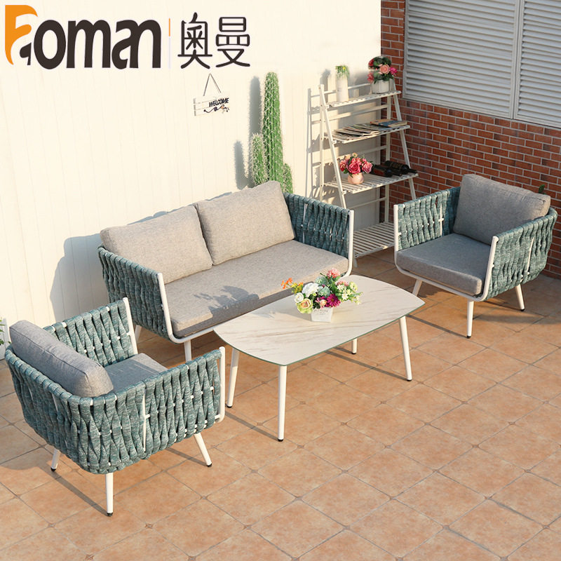 户外家具餐桌椅组合休闲绳编藤椅单人酒店花园咖啡厅庭院室外露台