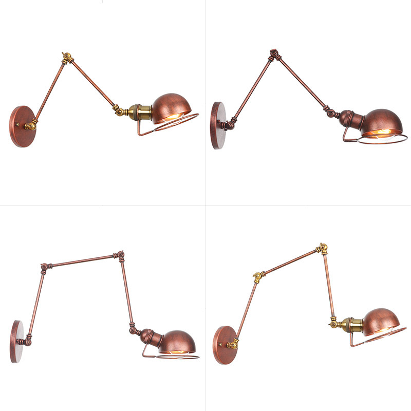 美式乡村创意现代简约复古个性双节调节长臂长管餐厅咖啡厅壁灯