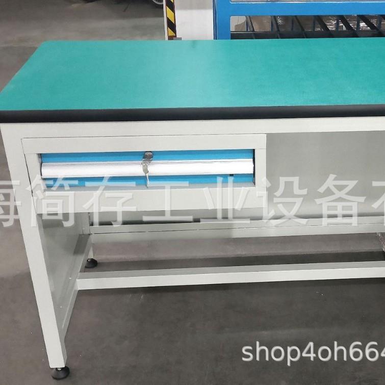 电脑操作台绿色防静电重型工作桌带吊柜抽屉办公桌方管焊接台