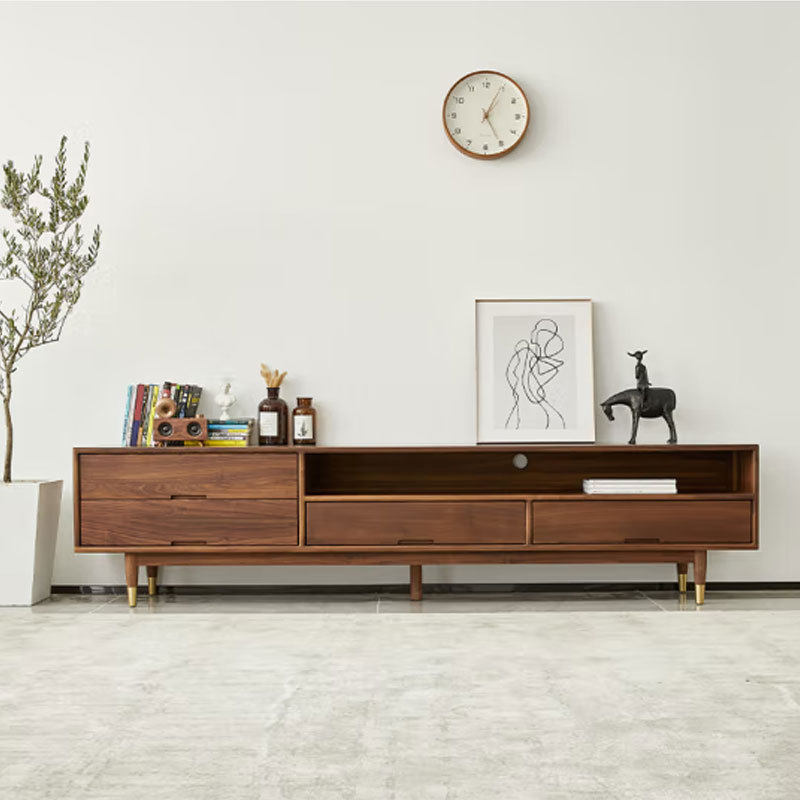 北美黑胡桃木全实木电视柜意式极简客厅家用电视柜地柜收纳储物柜