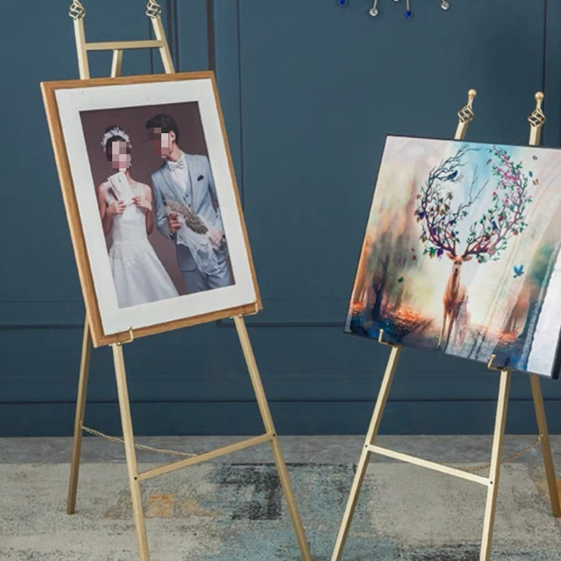 北欧铁艺画架极简婚礼婚庆迎宾画架照片展示架相框托架油画广告架