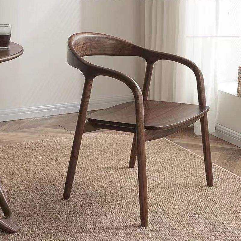 北欧实木餐桌椅子家用餐椅书房办公靠背椅舒美特新中式扶手茶