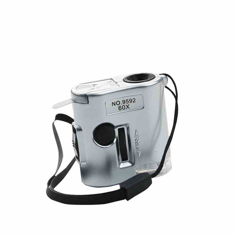 沪镜迷你型60倍放大镜珠宝玉器钱币印刷网点放大镜带灯可验钞9592