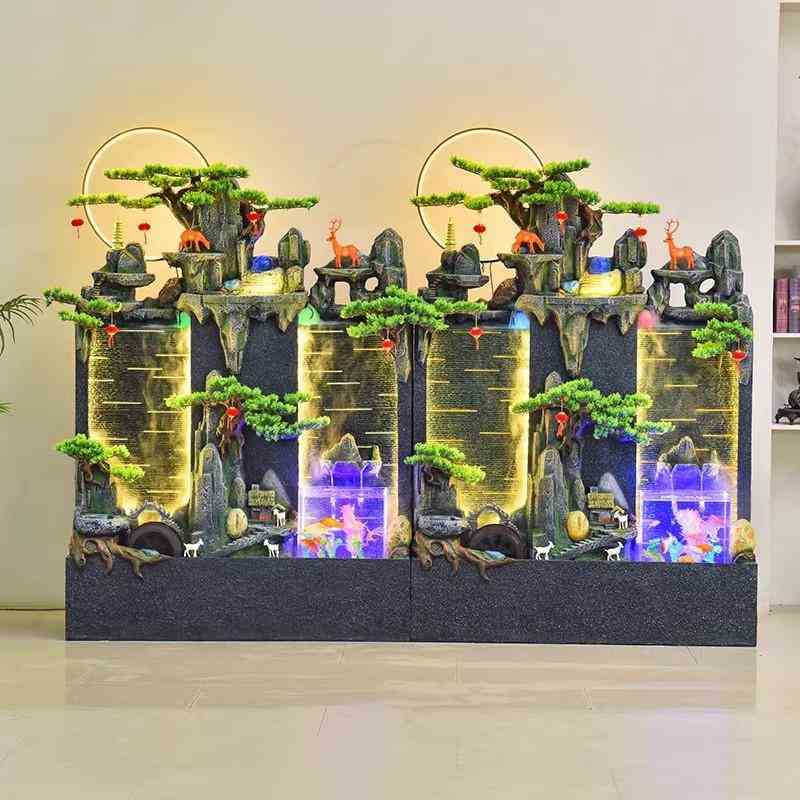 户外园林庭院室内接待室酒店客厅流水暮墙屏风假山喷泉养鱼缸摆件