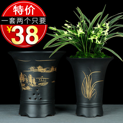 宜兴紫砂盆大口径兰花盆多肉花盆君子兰盆陶瓷盆栽绿植盆景花瓶