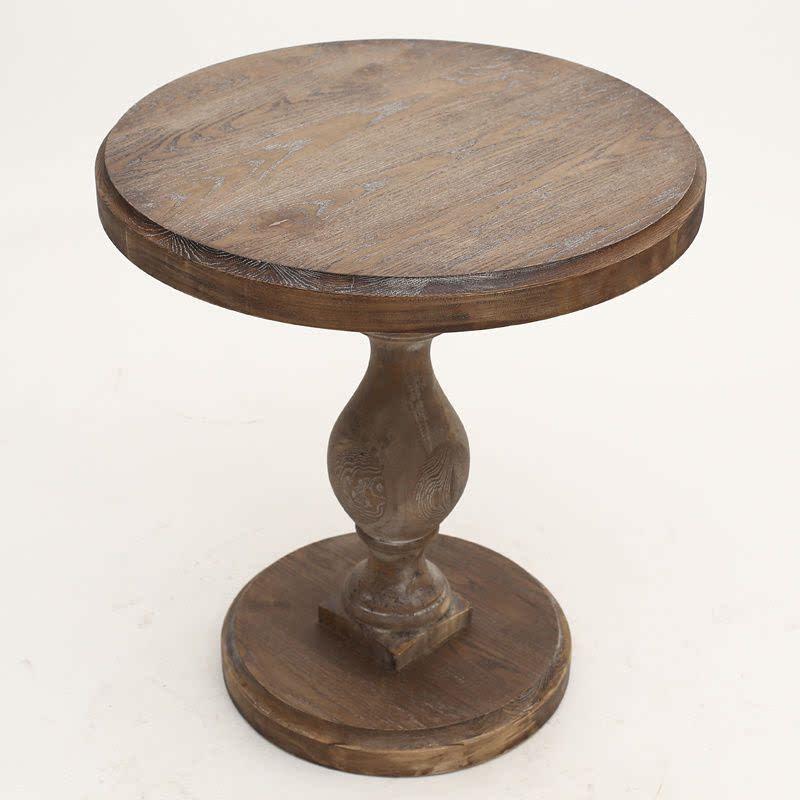 新全实木复古咖啡厅桌椅圆形餐桌 原木美式方桌茶几洽谈桌书桌