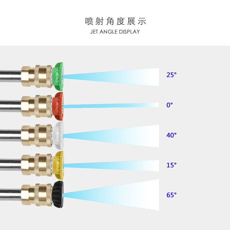 洗车水枪1/4快插扇形彩色喷嘴 超高压清洗机水枪头喷头洗车机配件