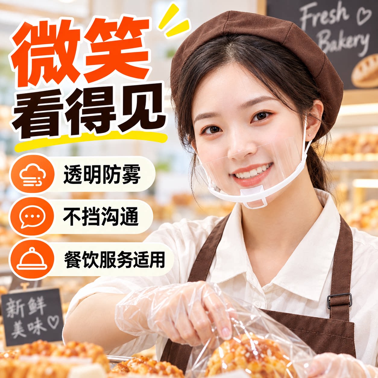 厨房口罩餐饮专用厨师炒菜防飞沫口水喷嚏面罩食品物卫生塑料透明
