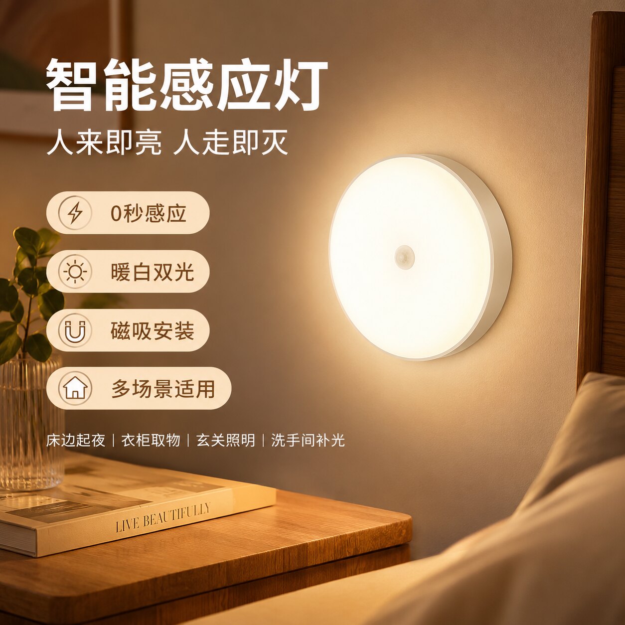 智能LED灯无线人体感应灯