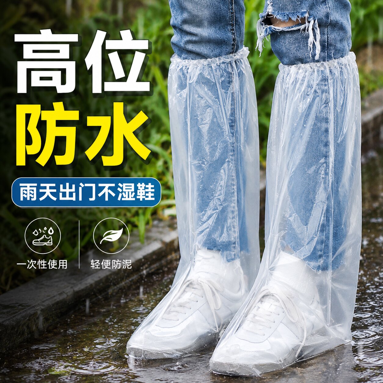 一次性透明加厚防水防滑雨鞋套