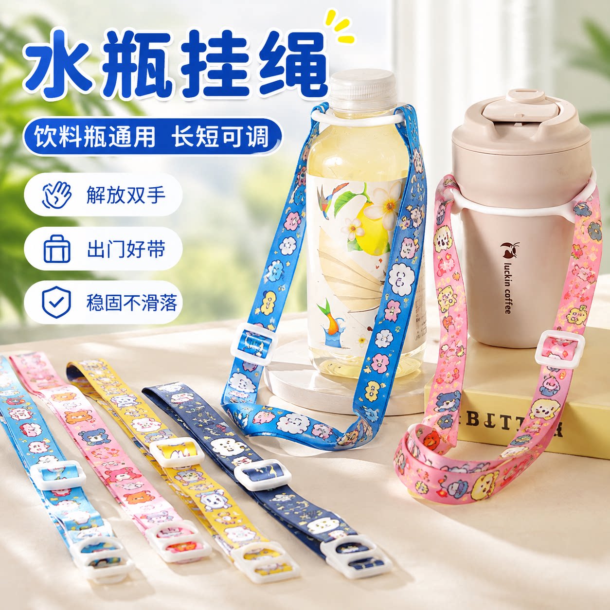 儿童出门通用水瓶背带挂绳便携