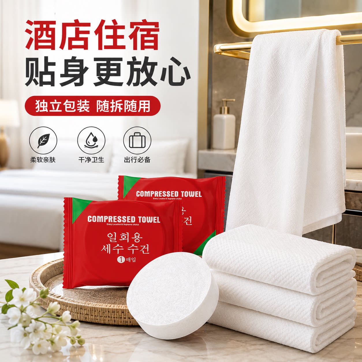 一次性压缩浴巾加厚大号吸汗