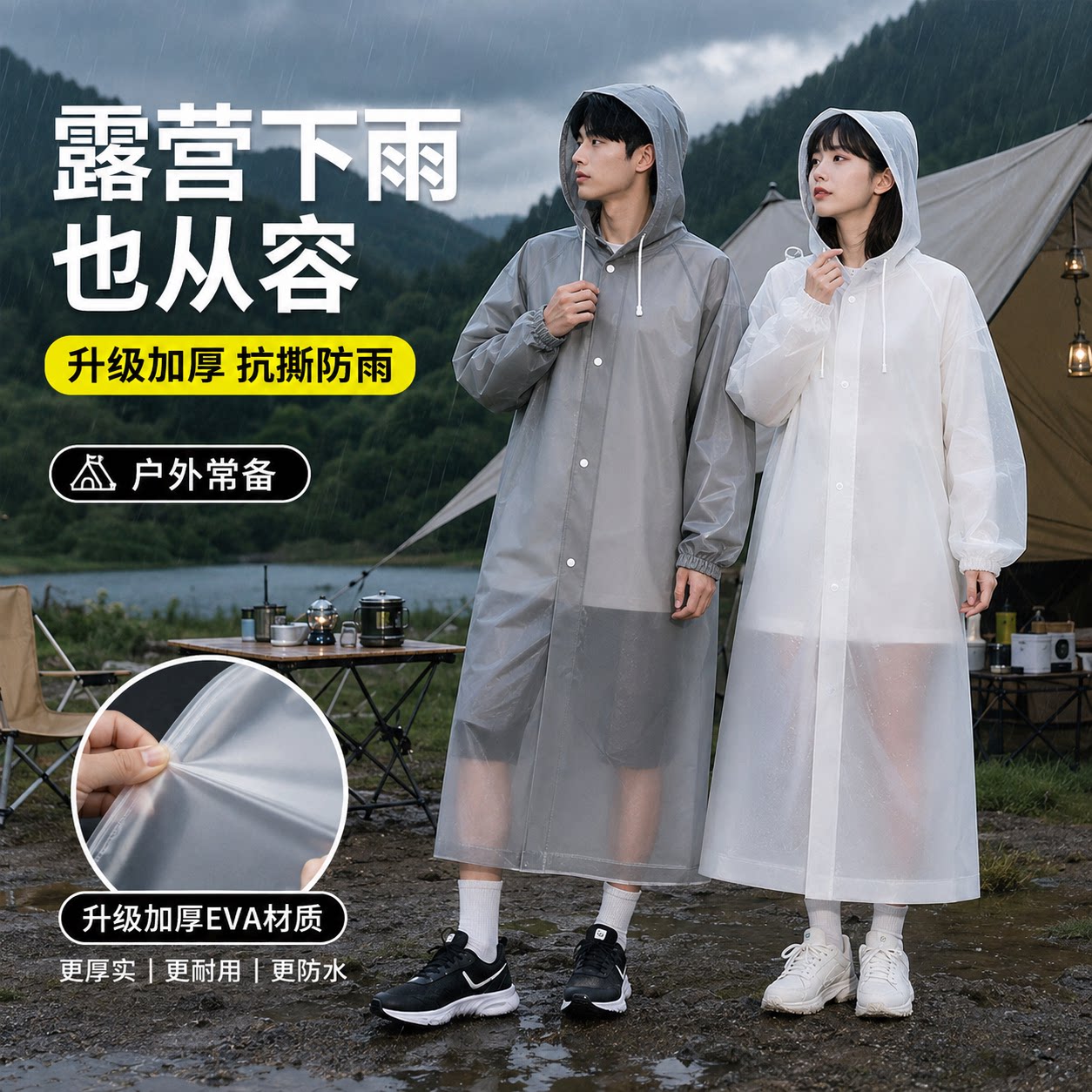 便携加厚EVA一次性长款雨披图片