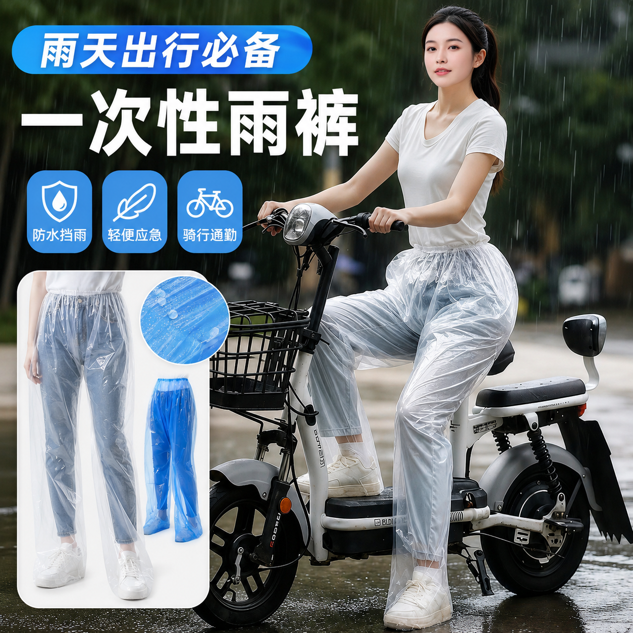 一次性加厚防水长款包脚雨裤