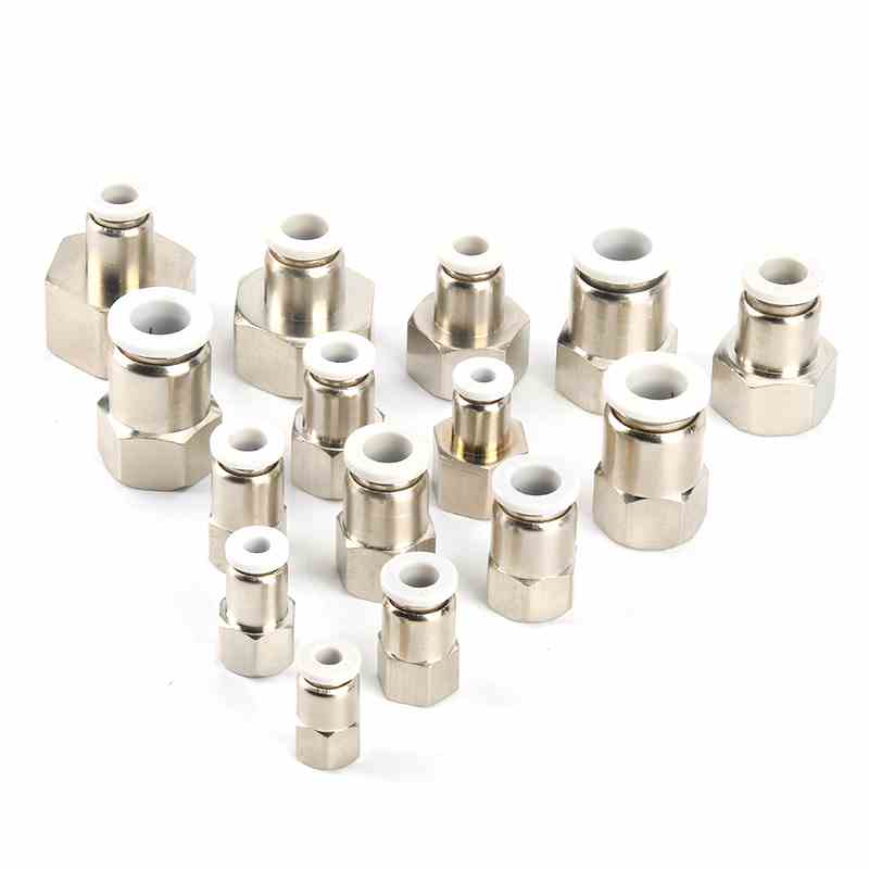 气动元件快速接头铜内螺纹直通气管快插PCF6-01/8-02/10-03/12-04