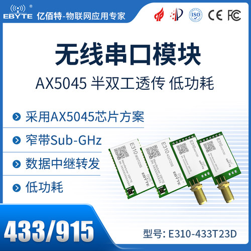 433/915MHZ低功耗无线串口模块200mW AX5045优于SX1278 LoRa模块