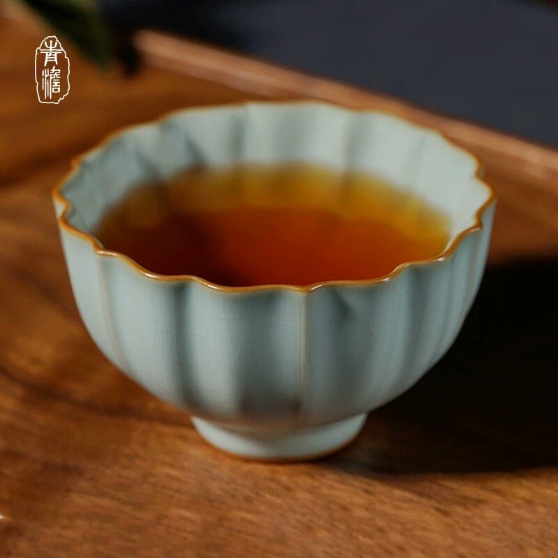 青澹汝窑茶杯主人杯单杯陶瓷品茗杯茶盏汝瓷功夫茶具个人专用杯子