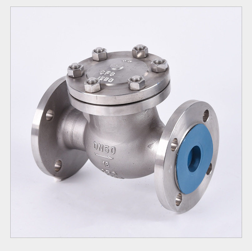 304不锈钢旋启式止回阀 H44W/H-16P 翻板式法兰卧式止逆阀3寸150