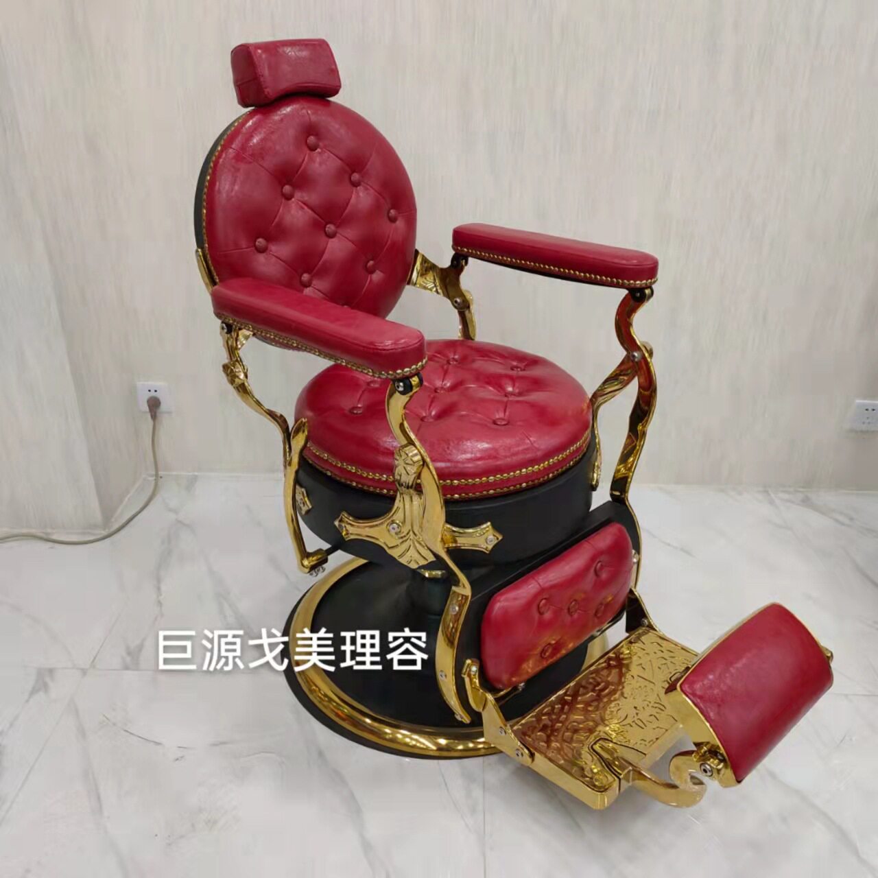 戈美复古欧式男士高档美发椅理发店椅子可放倒油头椅发廊剪发椅子