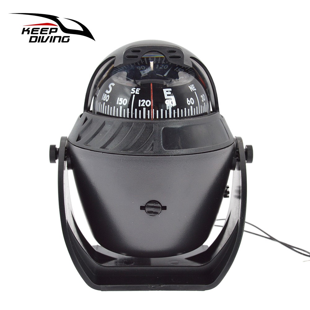 船用指南针车载船用磁罗经航海指南带LED灯车船专用指南针LC-760