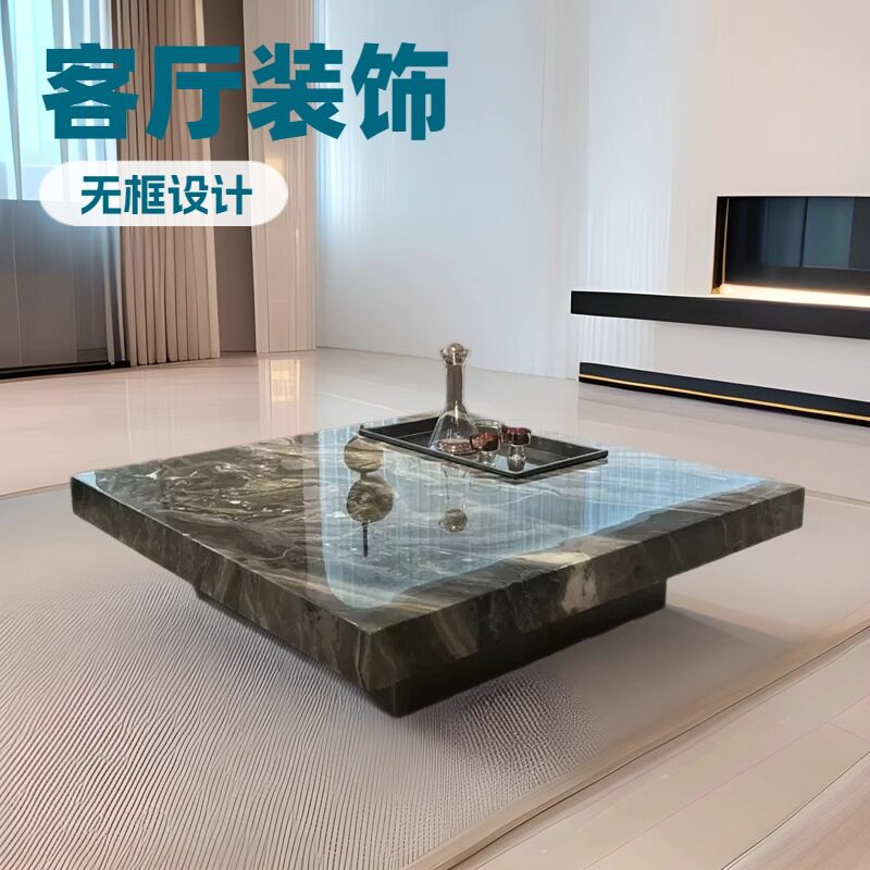 意式极简伸缩电视柜家用小户型客厅实木岩板视听柜茶几地柜组合