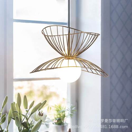 北欧ins灯饰网红餐厅小吊灯卧室玄关楼梯过道灯 创意草帽阳台灯具