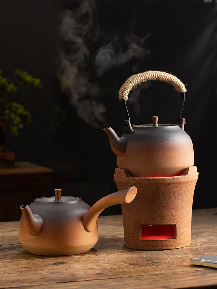 复古烧水壶陶壶木碳炉煮茶壶明火户外陶瓷养生壶柴烧家用电陶炉无