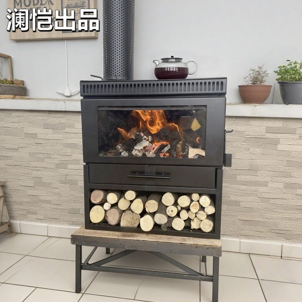 2025新款真火燃木家用取暖壁炉