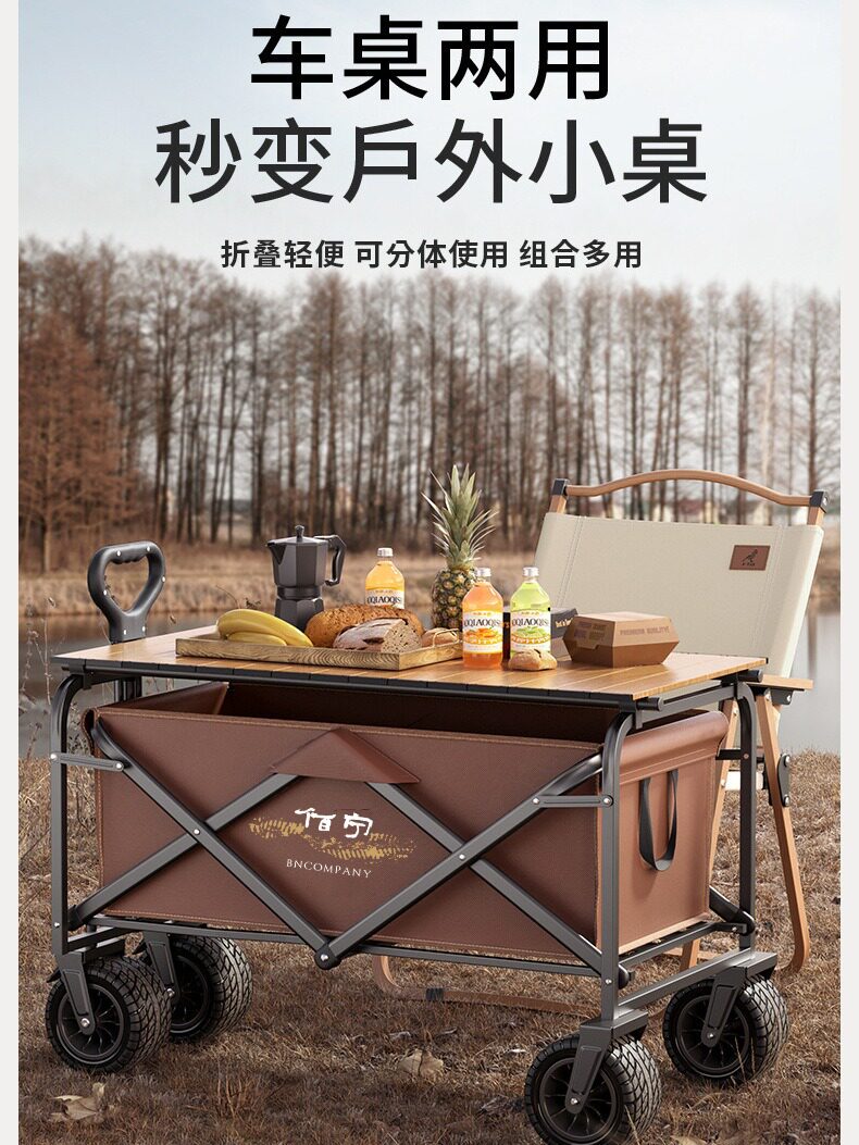 网红摆摊加桌板折叠户外露营小推车 5寸儿童可躺越野轮户外露X20