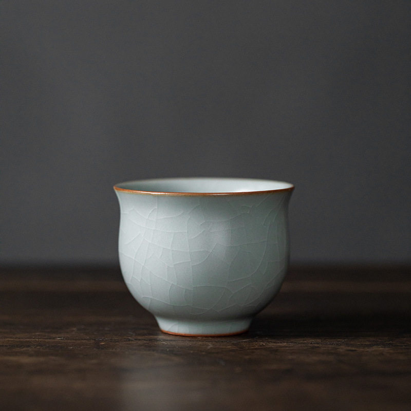 丰子汝窑 天青贵妃杯 茶杯手工开片主人杯陶瓷汝瓷单杯子个
