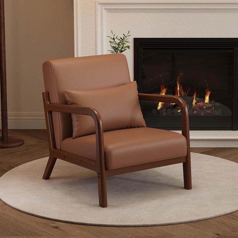 北欧现代沙发椅简约卧室阳台客厅网红小户型北欧实木单人沙发椅