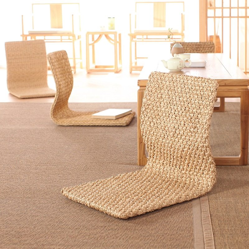 草编榻榻米靠背椅懒人卧室宿舍床上座椅飘窗无腿日式坐地椅子家具