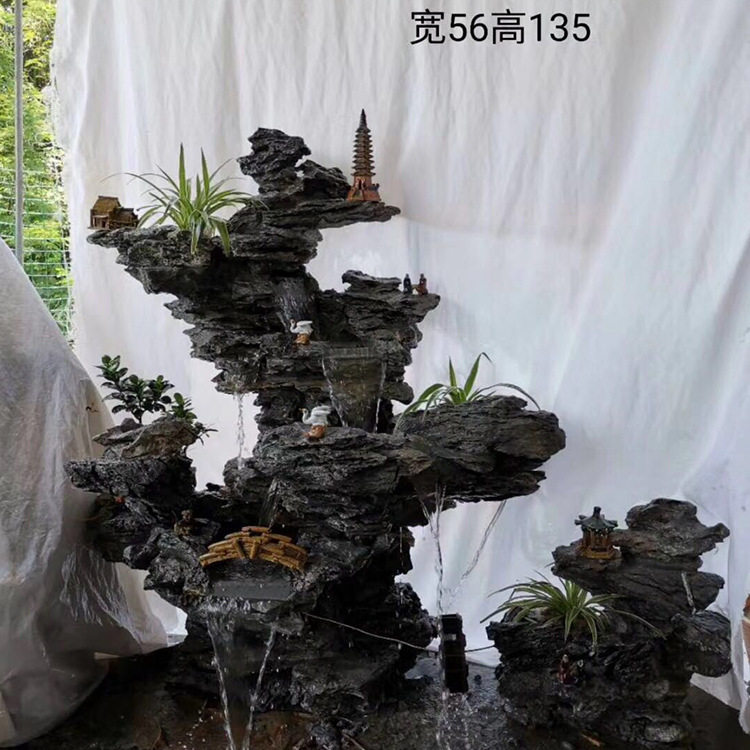大型假山流水喷泉瀑布别墅庭院花园室内假山摆件鱼池景观摆件英石