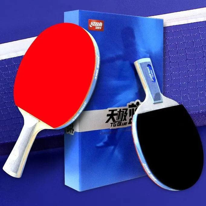 红双喜天极蓝乒乓球拍 天极蓝 专业级金满贯横双面反胶套