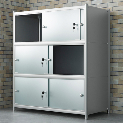 带锁带门不锈钢置物架全封闭落地多层家用厨房卧室阳台多功能储物