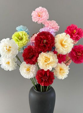 新款3头木槿花仿真花婚礼家居装饰布置手工绢花假花摆件