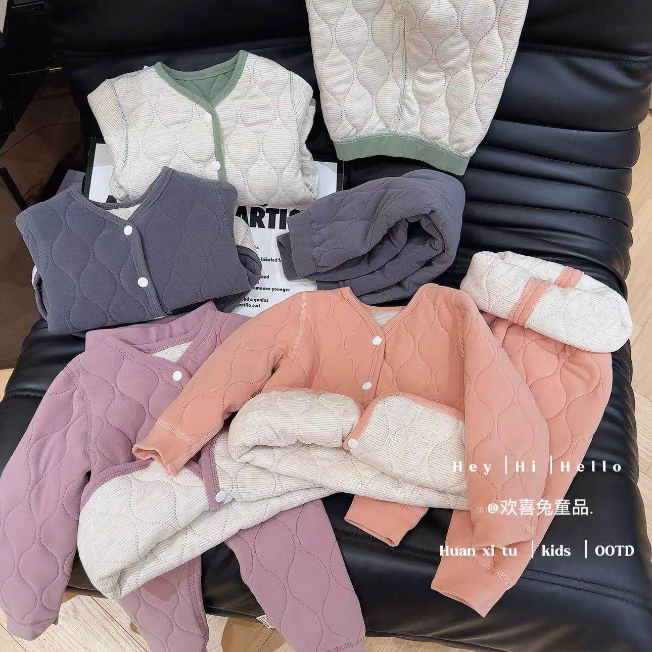 蚕丝羊毛加厚棉袄校服神器保暖秋冬三层夹棉上衣裤子女童套装