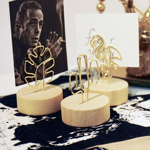 2025新款金色热带雨林金属丝原木照片便签夹创意铁艺造型