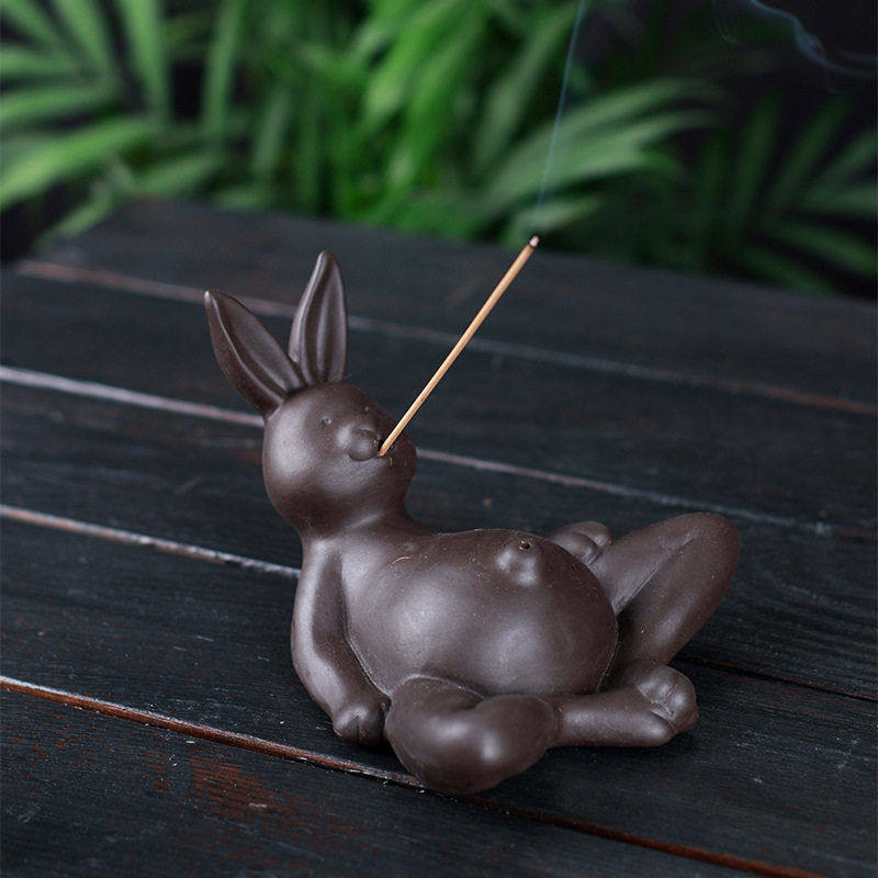 陶瓷紫砂兔子线香底座创意线香香立香插香座线香架卧香炉家用摆件,家居饰品,香托/香盘/香座/香插,淘宝优惠券,粉丝福利购,淘宝优惠卷