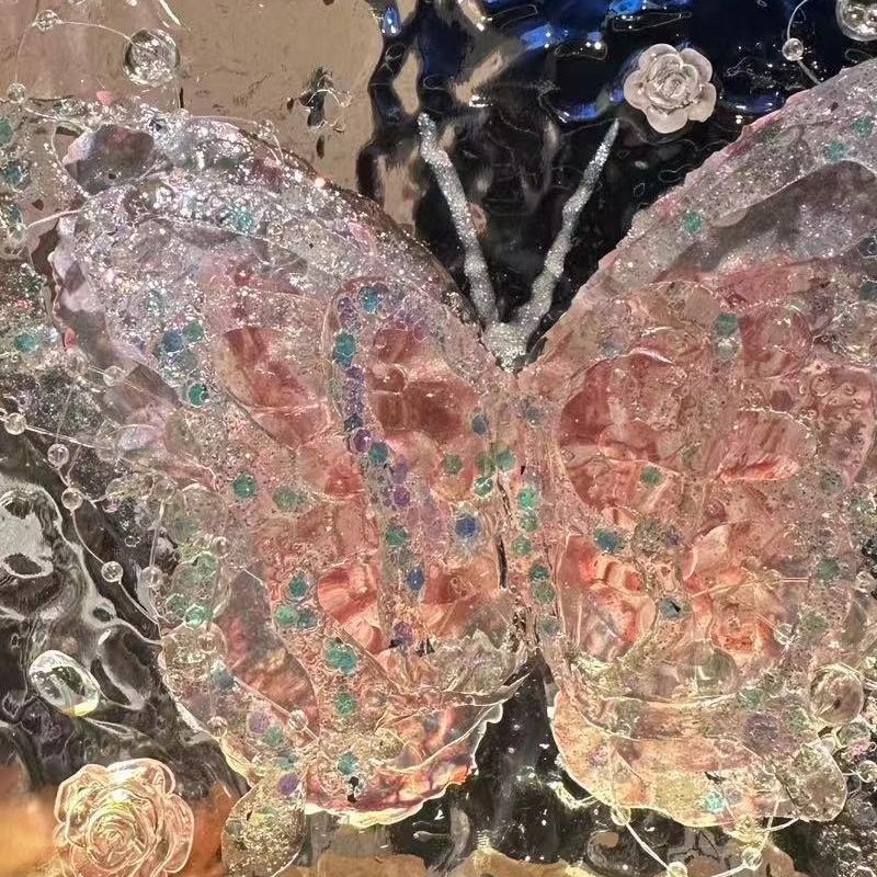 2025梦幻蝴蝶DIY水波纹玻璃夜灯创意立体情人节装饰品